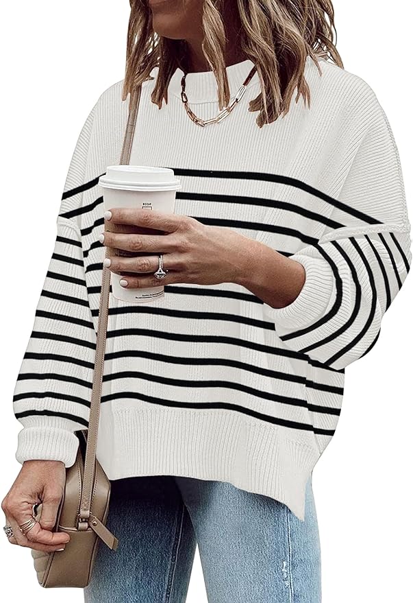 Women's Casual Long Sleeve Crew Neck Loose Knit Pullover Sweater Jumper Top